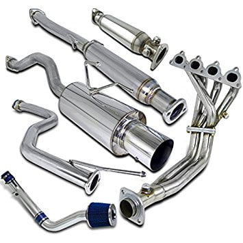 Blue Civic Air Intake System - Honda Civic 2/4Dr Sohc Cold Air Intake Filter+Header+Catback Exhaust System