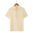 thumbnail image 1 of Birdeem Mens Home Vintage Short Sleeve Casual Button Have Pockets Solid Shirt Tops Blouse, 1 of 12