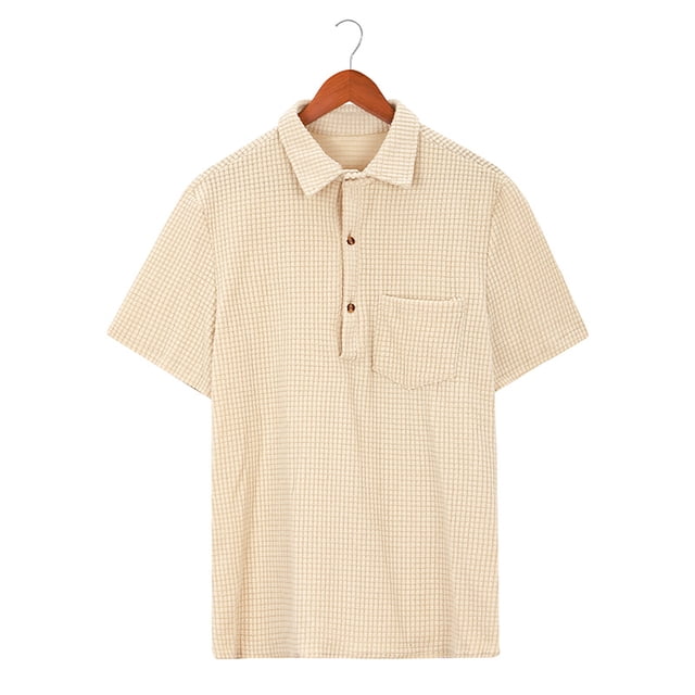 Birdeem Mens Home Vintage Short Sleeve Casual Button Have Pockets Solid Shirt Tops Blouse