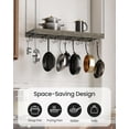 thumbnail image 6 of Hanging Pot Rack, Ceiling Wall Mounted Pot Rack for Kitchen, Industrial Style Pot Hanger with 18 Hooks, Cookware Storage Organizer, for Pots and Pans, Greige and Black, 6 of 16