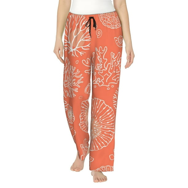 Fotbe Beautiful Corals Pantalones de Pijama para Mujer, Pantalones de Dormir, Pantalones Pj con Cordón y Bolsillos-XX-Large