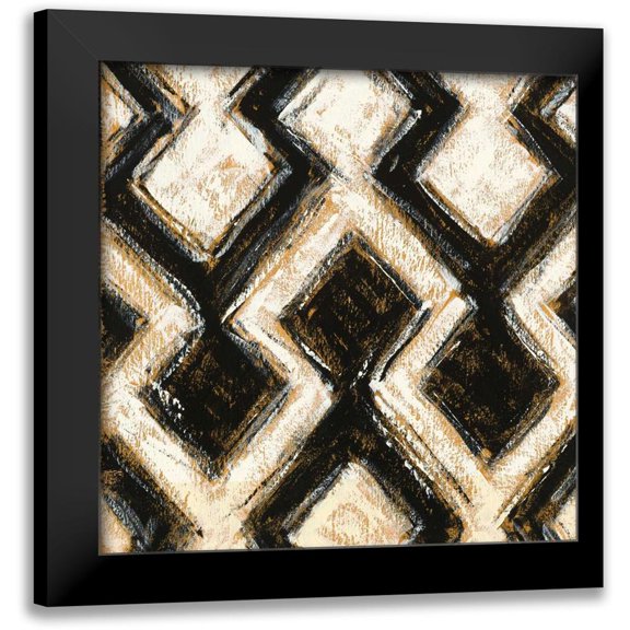 Novak, Shirley 12x12 Black Modern Framed Museum Art Print Titled - Black and Gold Geometric III Crop