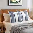 thumbnail image 6 of Pillow Covers 18x18 Set of 2, Navy Blue Striped Throw Pillow Covers Decorative Couch Cushion Cover, Farmhouse Thin Vertical Stripes Modern Microfiber Soft Pillowcases for Bedroom Living Room Sofa, 6 of 9
