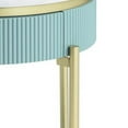 thumbnail image 4 of Ville 23 Inch Round Side End Table White Faux Marble Top Teal Reeded Edge, 4 of 6