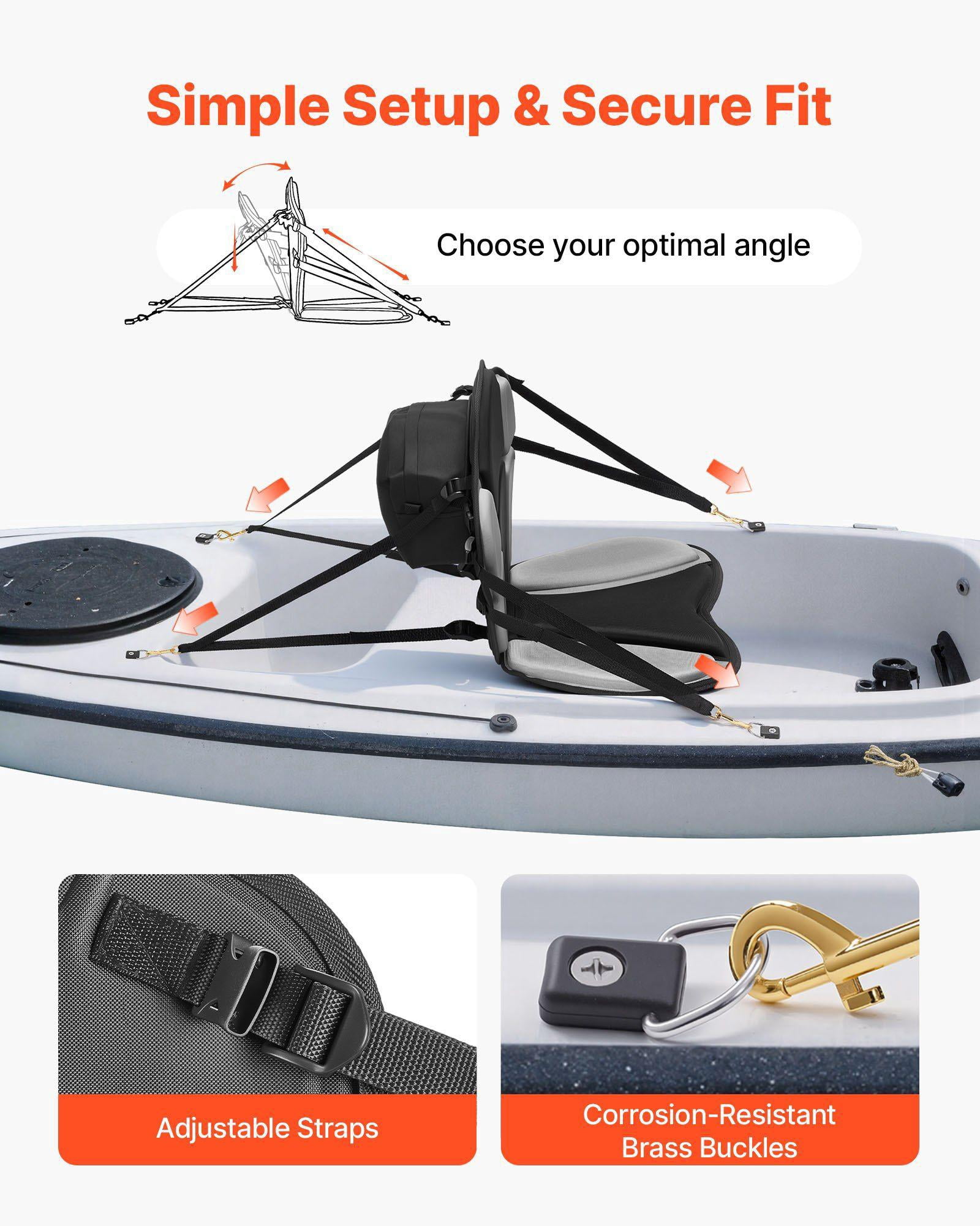 Universal 1 Inch Thick Kayak Seat with Back Support Adjustable Straps Storage Bag for SUP Fishing Boat Inflatable Kayak Rowboat