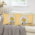 thumbnail image 5 of Spring Daisy Floral Pillow Covers 12x20 Inch Set of 2 White Petal Flower Bloom Decorative Pillow Cases Yellow Seasonal Cotton Linen Cushion Case Farmhouse Home Decor for Sofa Couch, 5 of 6