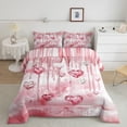 thumbnail image 2 of Castle Fairy Pink Love Heart Twin Comforter Sets,Bling Crystal Bedding Set, 2 of 8