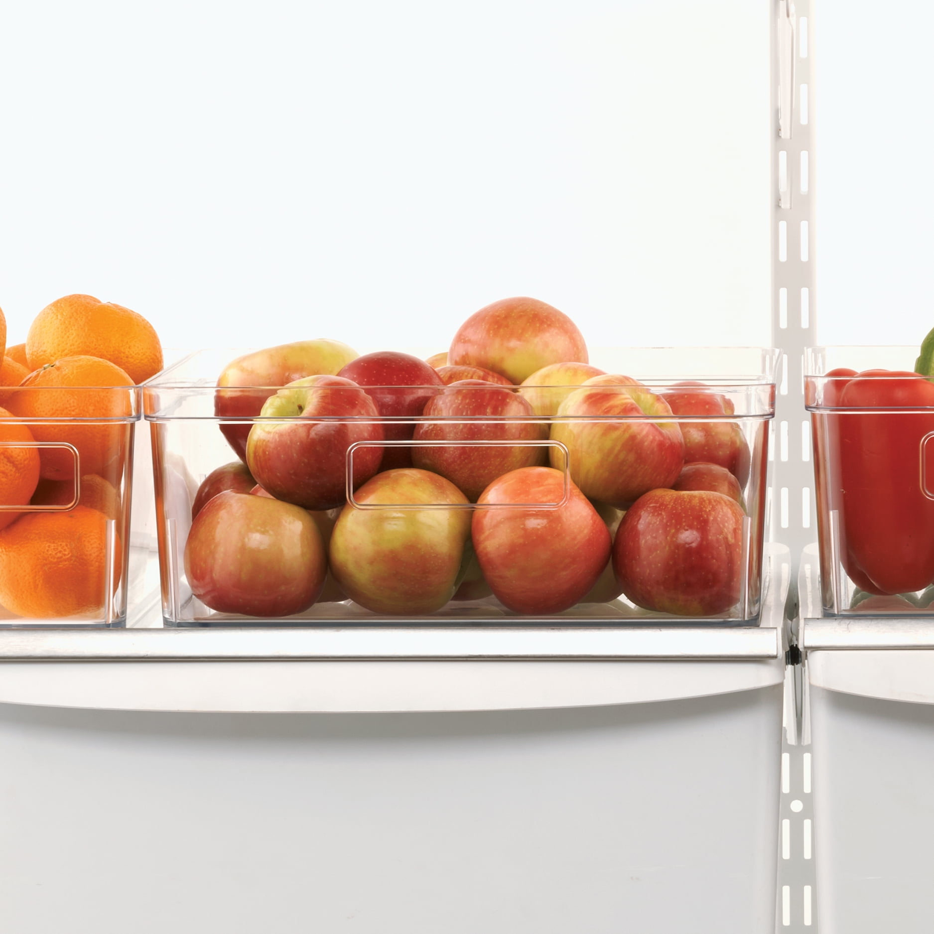 Mainstays Extra Large Clear Plastic Pantry Organizer Storage Bin, Kitchen Cabinet, Fridge and Shelf Storage Container for Pantry and Kitchen Organization, 12" x 10.5" x 4"