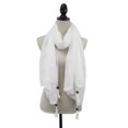 thumbnail image 2 of Women Plaid Wood Bead Tassel Cotton Scarf Lightweight Wrap Shawl White, 2 of 4