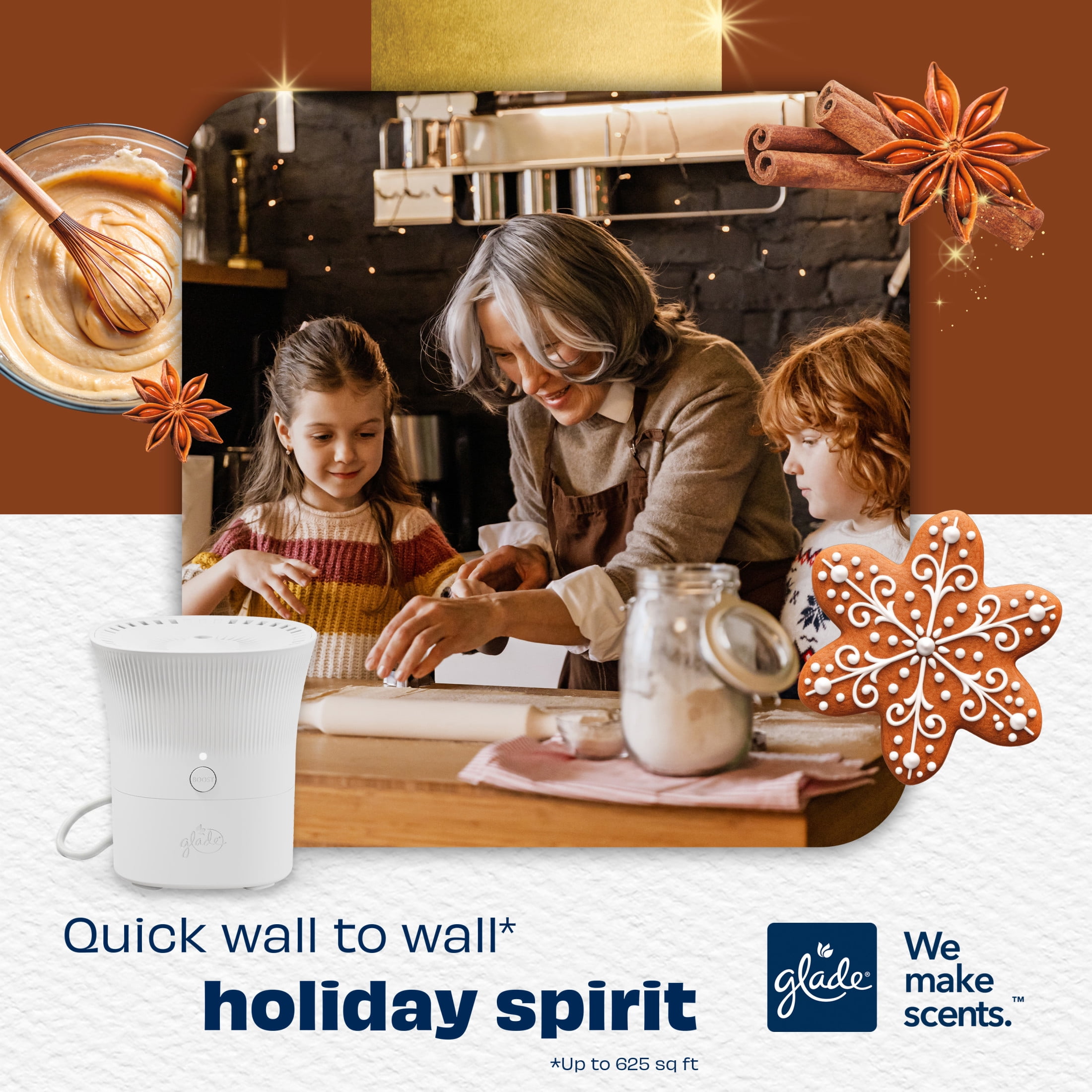 Glade® Scent Flow PlugIns® Air Freshener Starter Kit, Cozy Gingerbread, 1 Device + 1 Refill, 0.67 fl oz