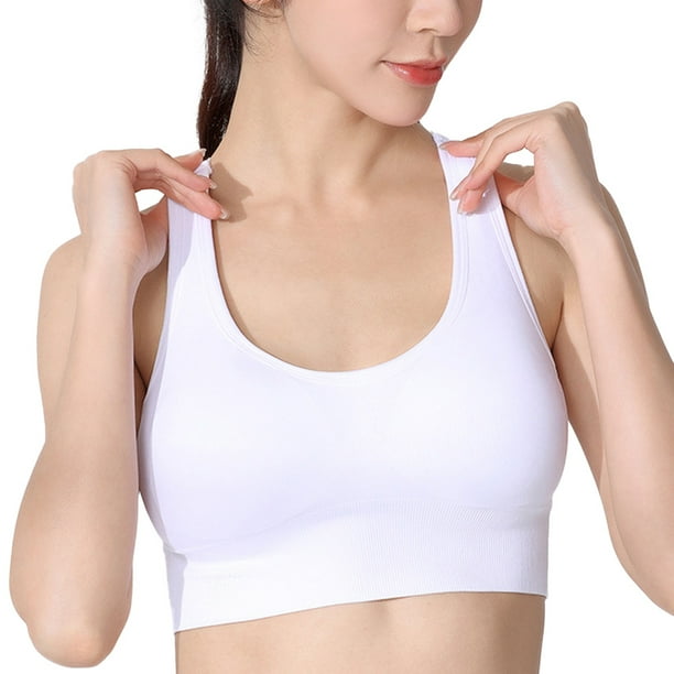 Ropa interior deportiva para niñas, ropa interior deportiva con cordones cruzados, ropa interior de yoga de sujeción media con copas desmontables, se adapta a la parte inferior del busto de