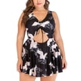 thumbnail image 4 of Modesto Trajes de Baño para Mujeres Impreso de Gran Tamaño con Ombligo Expuesto, Traje de Baño Retro de Poliéster para Piscina, Playa Y Vacaciones de Verano, 4 of 5