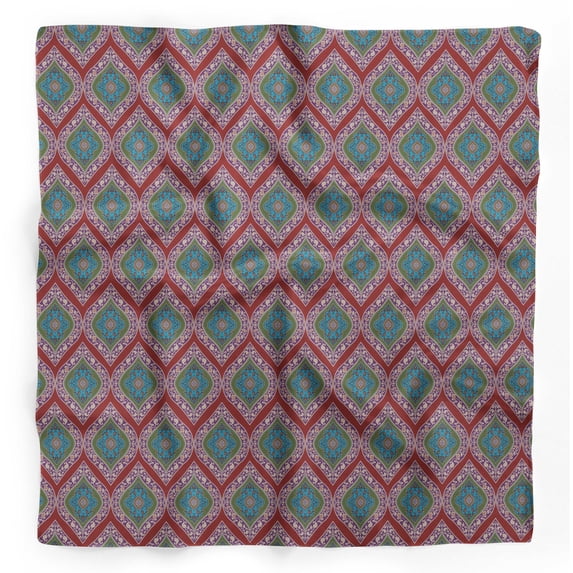 Bimba Red Seamless Damask Pure Silk Printed Scarf Dupatta Head Neck Wrap Bandanas For Women 40 x 40 Inches