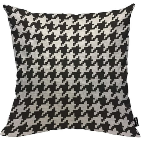 

HOSNYE Houndstooth Pixel Throw Pillow Case Cushion Covers Black and White Fabric Cotton Linen for Couch Bed Sofa Car Waist 16x16 inch