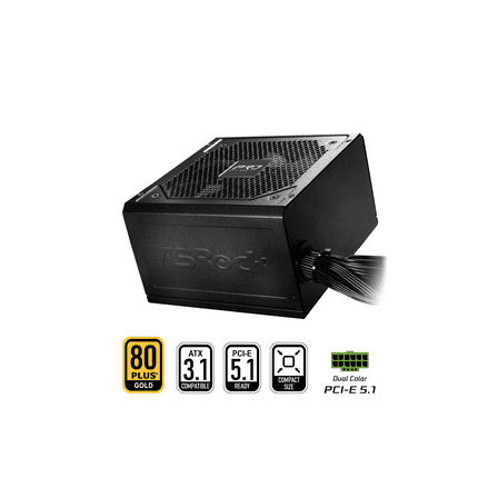 ASRock PRO Series PRO-850G 850 W ATX 3.1 Compatible 80 PLUS GOLD Certified Power Supply