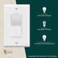 thumbnail image 2 of TOPGREENER Kalide Dimmer Light Switch, LED Dimmer Switch, Full Range Dimming, Single Pole/3-Way, 120VAC, 60Hz, 300W LED/CFL, Neutral Wire Not Required, Wall Plate Included, White, 2 of 5