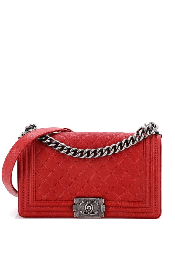 Pre-Owned Boy Flap Bag Quilted Caviar Old Medium By Rebag