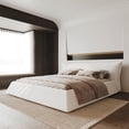 thumbnail image 4 of King Size Upholstered Platform Bed, Modern Bed Frame with Velvet Headboard for Bedroom, 4 of 16