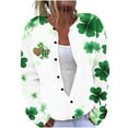 thumbnail image 2 of Cardigan Sweaters for Women Trendy Fall Fashion 2025 Ndbuld Women's Casual St. Patrick's Day Print Knit Cardigan Button Up Coat Green XL, 2 of 4