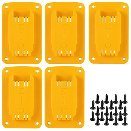 

JTWEEN 5Pcs Tool Mount Holder Plastic Electric Tool Battery Dock Holder Heavy Duty Power Tool Hanger with Screws for Dewalt 14.4/18/20V Battery Tool Milwaukee M18 18V Tool