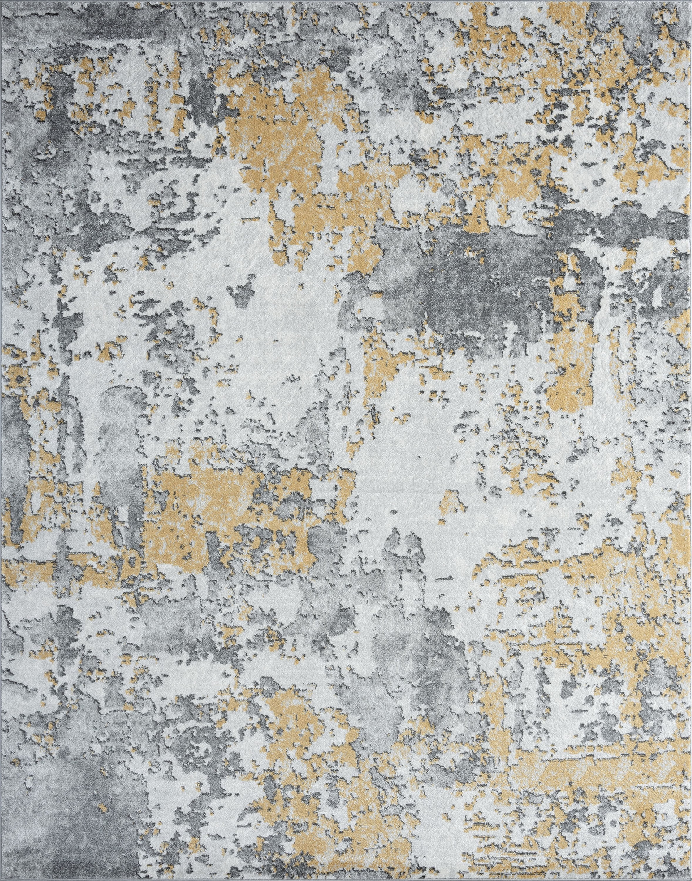 Contemporary 8x10 Area Rug (7'11'' x 10'3'') Abstract Gold, Gold Living Room Easy to Clean
