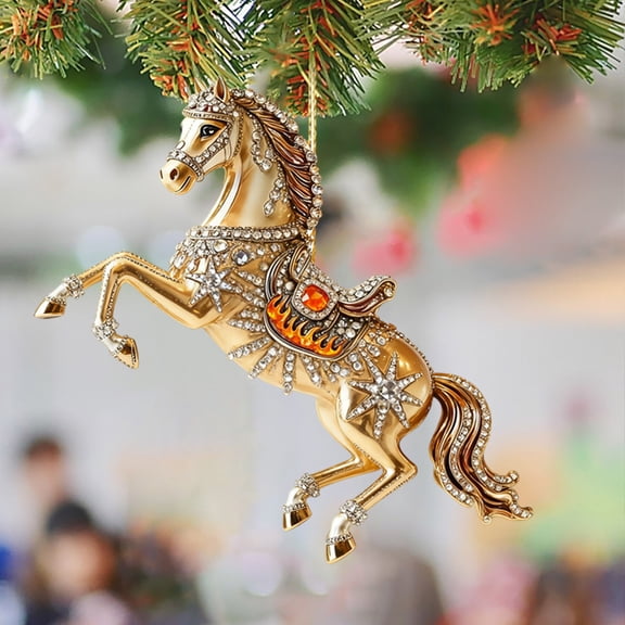 Cevemin Horse Acrylic Pendant - 3.15 Inch Decorative Hanging Ornament for Christmas Tree Window Display Car Mirror Home Party Decor