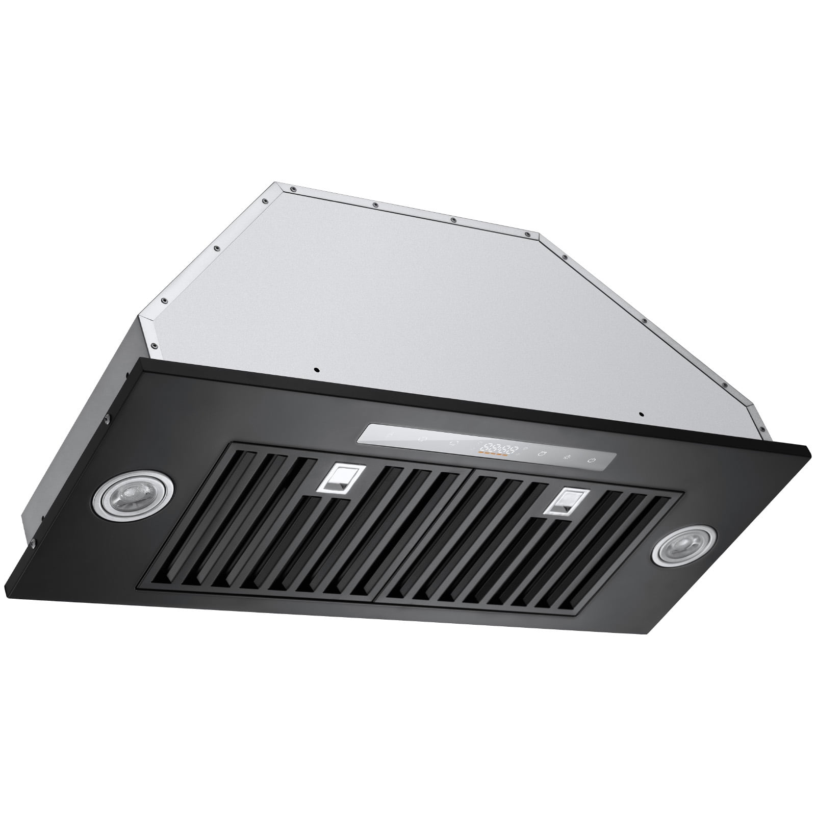 KFFKFF Kitchen Hood Insert, 30 Inch Integrated Ventilation System, 800CFM Stainless Steel Cooker Hood, Featuring Motion & Touch Operation, LED Illumination, Baffle Filters, Quad-Speed Exhaust Fan