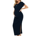 thumbnail image 1 of Vedolay Maternity Dress Summer Women's Maternity Cut Out Twist Front Short Sleeve Bodycon Pencil Midi Dress,Navy L, 1 of 5