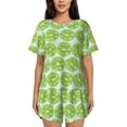 thumbnail image 1 of Disketp Ensemble de Pyjama 2 Pcs Tranches de Citron Vert pour Femmes Manches Courtes Col Rond Pjs-Petit, 1 of 6