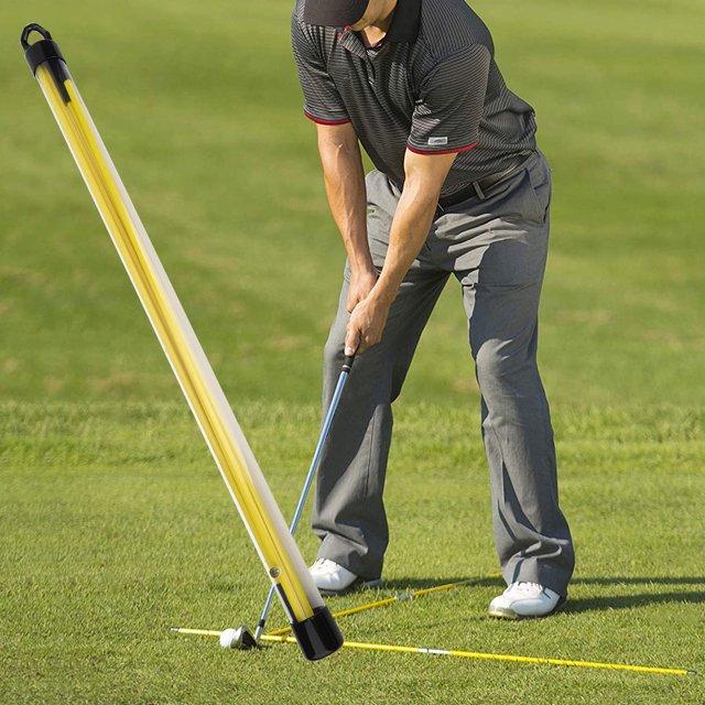 Wchiuoe Foldable Golf Practice Stick,Golf Practice Stick,Epoxy Fiberglass Rod Yellow Two Sections Golf Direction Indicator Stick Training Assist Foldable Correct Practice Pole