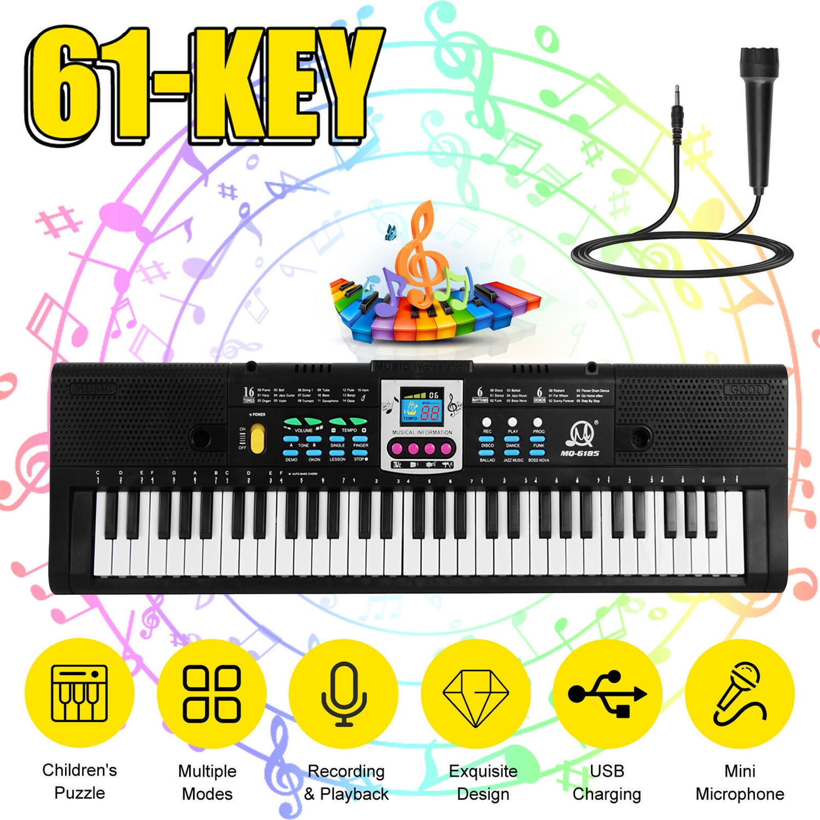 Semart piano keyboard for kids 61 key electric digital music key 並行輸入品 : Semart piano keyboard for kids 61 key electric digital