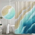 thumbnail image 5 of Teal Ombre Ocean Shower Curtain, Waterproof Shower Curtains for Bathroom, Summer Beach Coastal Waves Gradient Washable Fabric Bathtub Curtain Set Bath Decor with 12 Hooks Standard 72"x72", 5 of 8