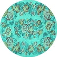 thumbnail image 1 of Ahgly Company Indoor Round Medallion Turquoise Blue French Area Rugs, 8' Round, 1 of 4