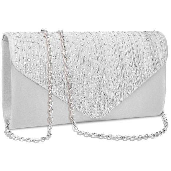 Bolso de noche BBJinRonjy Bolso de noche con strass plateado satinado