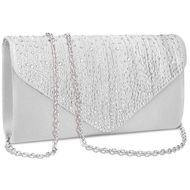 Bolso de noche BBJinRonjy Bolso de noche con strass plateado satinado