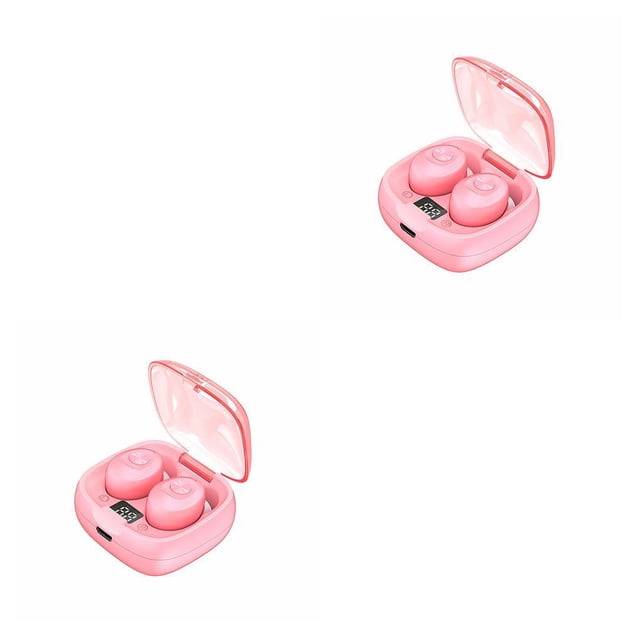 Seitruly Par automático Bluetooth 5.0 Auricular Teléfono Tablet Estéreo Auriculares inalámbricos Auriculares intrauditivos con estuche de carga rosa 2piezas