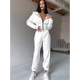 thumbnail image 5 of Women 2 Piece Outfits Zip Up Crop Hoodies SweatPants Lounge Matching Sweat Set Winter Trendy Clothes White M, 5 of 8