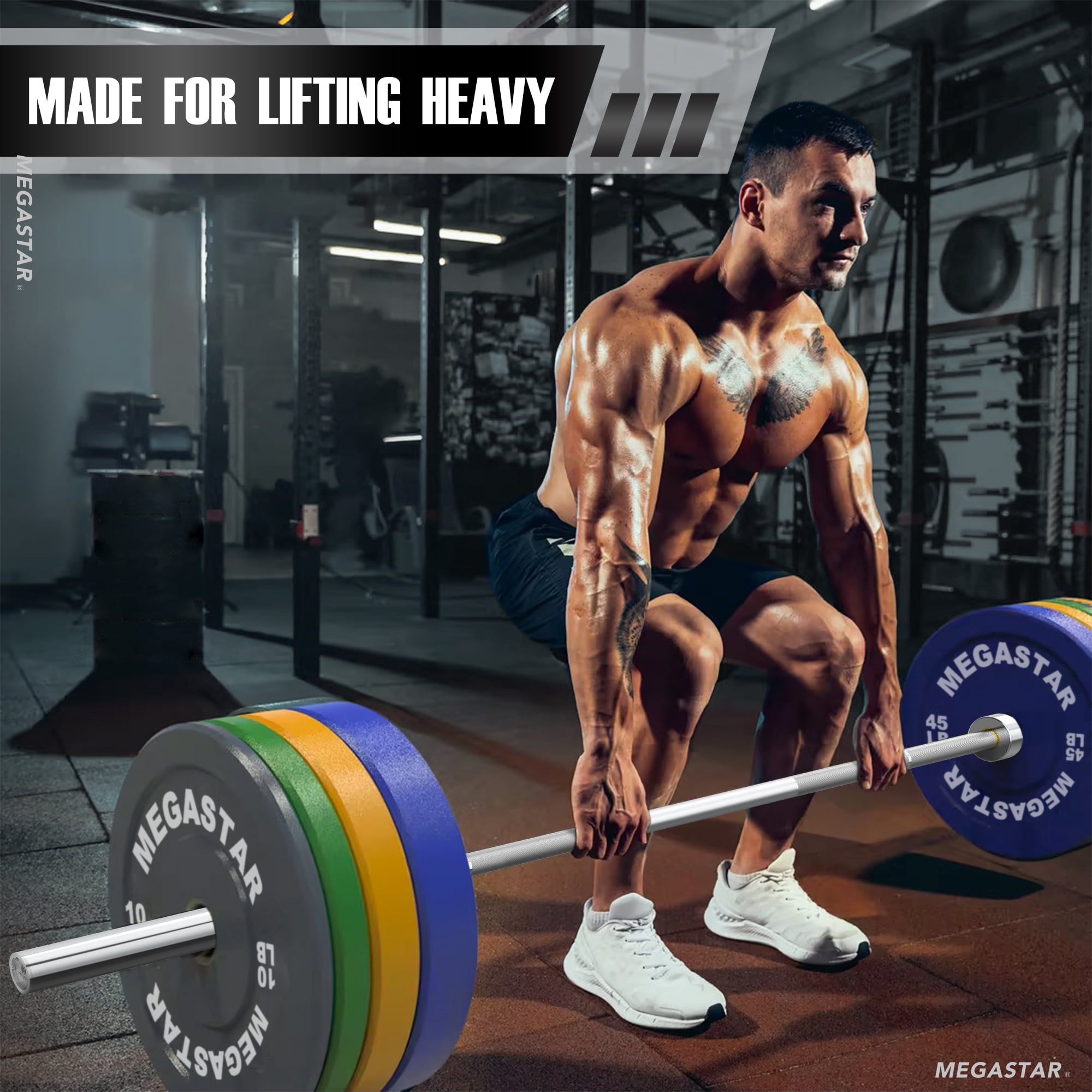 7ft Olympic Barbell, Barbell for Weightlifting and Powerlifting 45lb, Olympic Bar for 1500lbs Capacity, Weight Bar Fit 2" Standard Weights