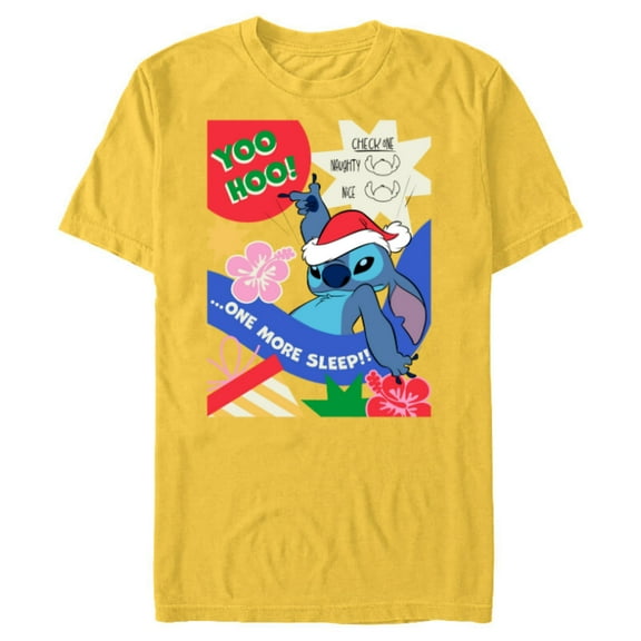 Disney Lilo & Stitch Christmas Holiday Stitch One More Sleep - Short Sleeve Blended T-Shirt for Adults - Customized-Yellow