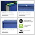 thumbnail image 4 of Hirsh 36 Inch Wide 3 Drawer Metal Lateral File Cabinet for Home and Office, Holds Letter, Legal and A4 Hanging Folders, Blue, 4 of 15