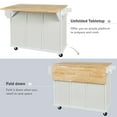 thumbnail image 5 of Kitchen Island with Storage Cabinet and 3 Drawers, Foldable Countertop Kitchen Cart with 5 Wheels, for Kitchen, White, 5 of 9