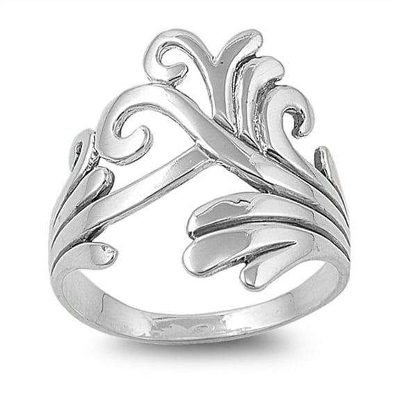 Floral Criss Cross Tree Ring .925 Sterling Silver Band Jewelry Female Male Unisex Size 11