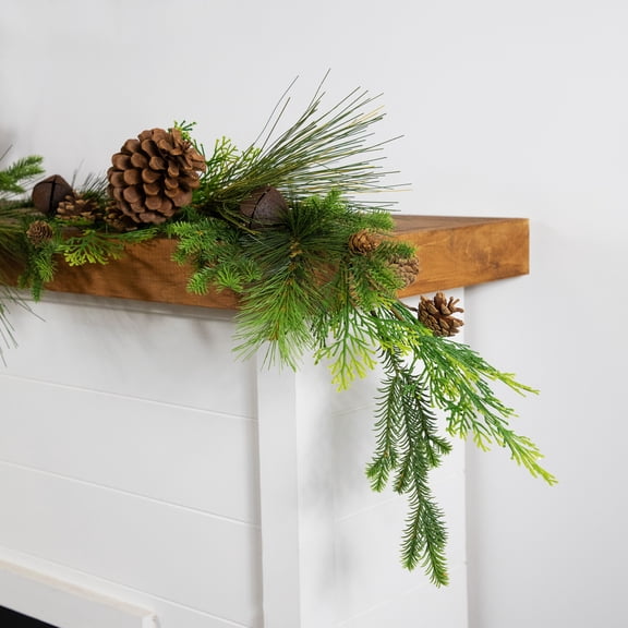 Northlight Real Touch™️ Jingle Bells and Pinecones Artificial Christmas Garland - 5' x 10" - Unlit