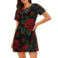 thumbnail image 1 of Easygdp Roses Camisón de manga corta para mujer, informal, estampado, 1 of 6