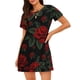thumbnail image 1 of Fotbe Roses Bata de Dormir para Mujer con Estampado, Camisón de Algodón de Manga Corta, Ropa de Dormir Casual, 1 of 6