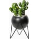 thumbnail image 1 of Round Metal Flower Vase with Base - Indoor Outdoor Decoration - Black, 1 of 5