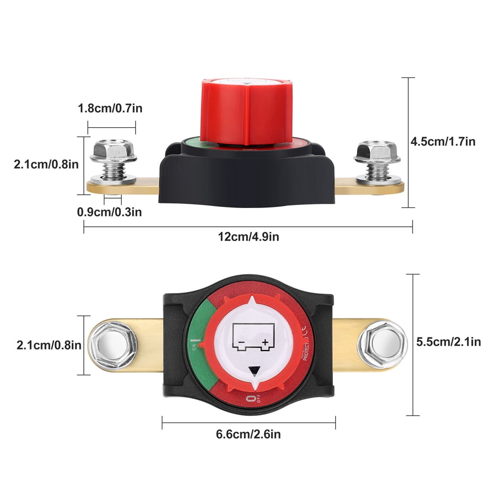 12-48V Side Post Battery Disconnect Switch Heavy Duty On/Off Switch for Car Boat