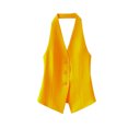thumbnail image 3 of WLOMHUW Halter V-Neck Suit Vest for Women Single Breasted Tailored Waistcoat with Backless Yellow L, 3 of 5