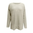 thumbnail image 4 of IROINID Women's One-Shoulder Pullover Sweater Solid Color Loose Short Length Long Sleeve Diagonal Collar Sweater Tops, 4 of 5