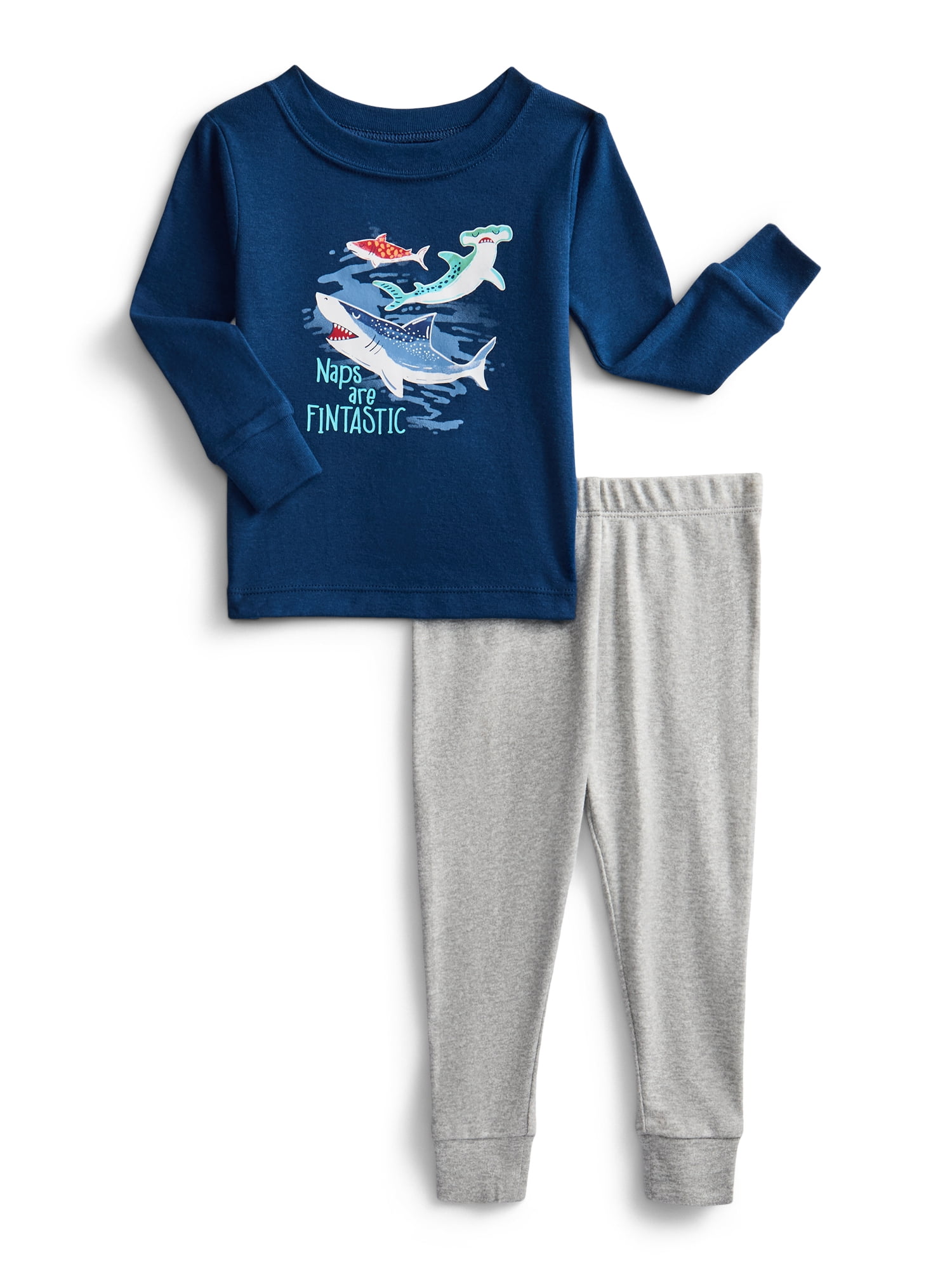 Wonder Nation Toddler Boys or Girls Cotton Long Sleeve Top and Pants Pajama Set, 6-Piece, Sizes 12M-5T
